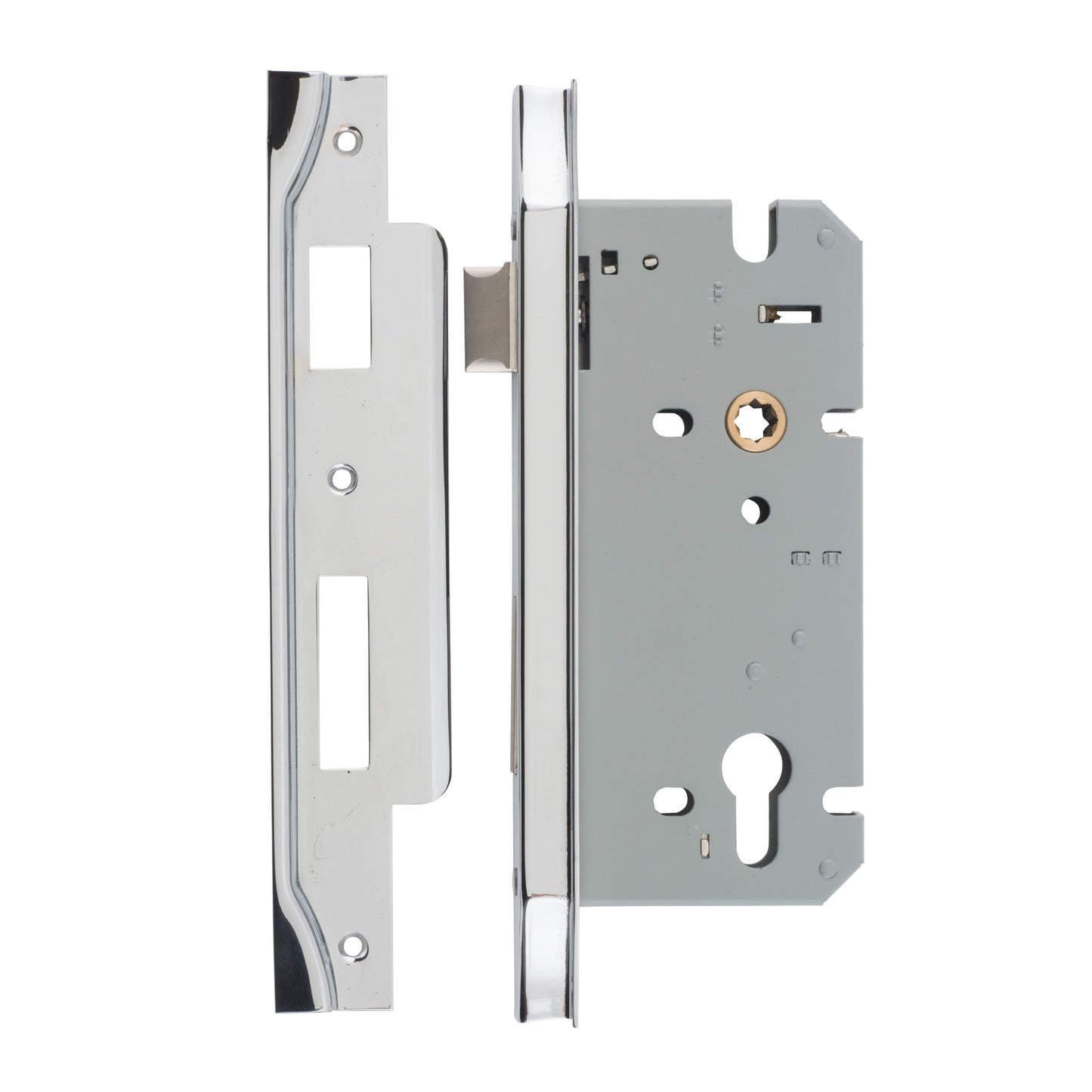 Iver Mortice Lock Euro Rebated Polished Chrome CTC85mm Backset 60mm