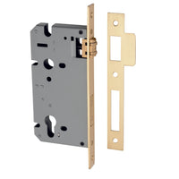 Iver Mortice Lock Roller Euro Brushed Brass CTC85mm Backset 60mm