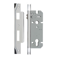 Iver Mortice Lock Roller Euro Rebated Polished Chrome CTC85mm Backset 45mm