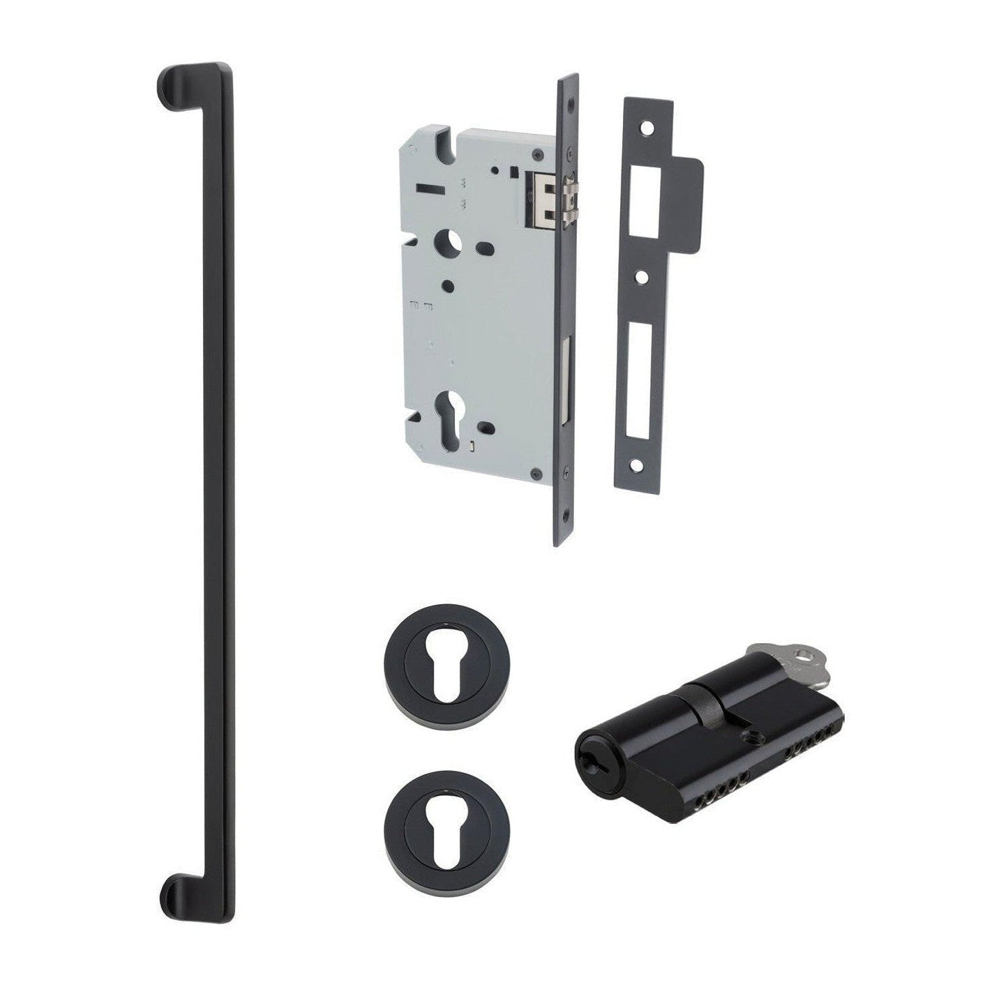 Iver Pull Handle Baltimore Key/Key Matt Black Entrance Kit