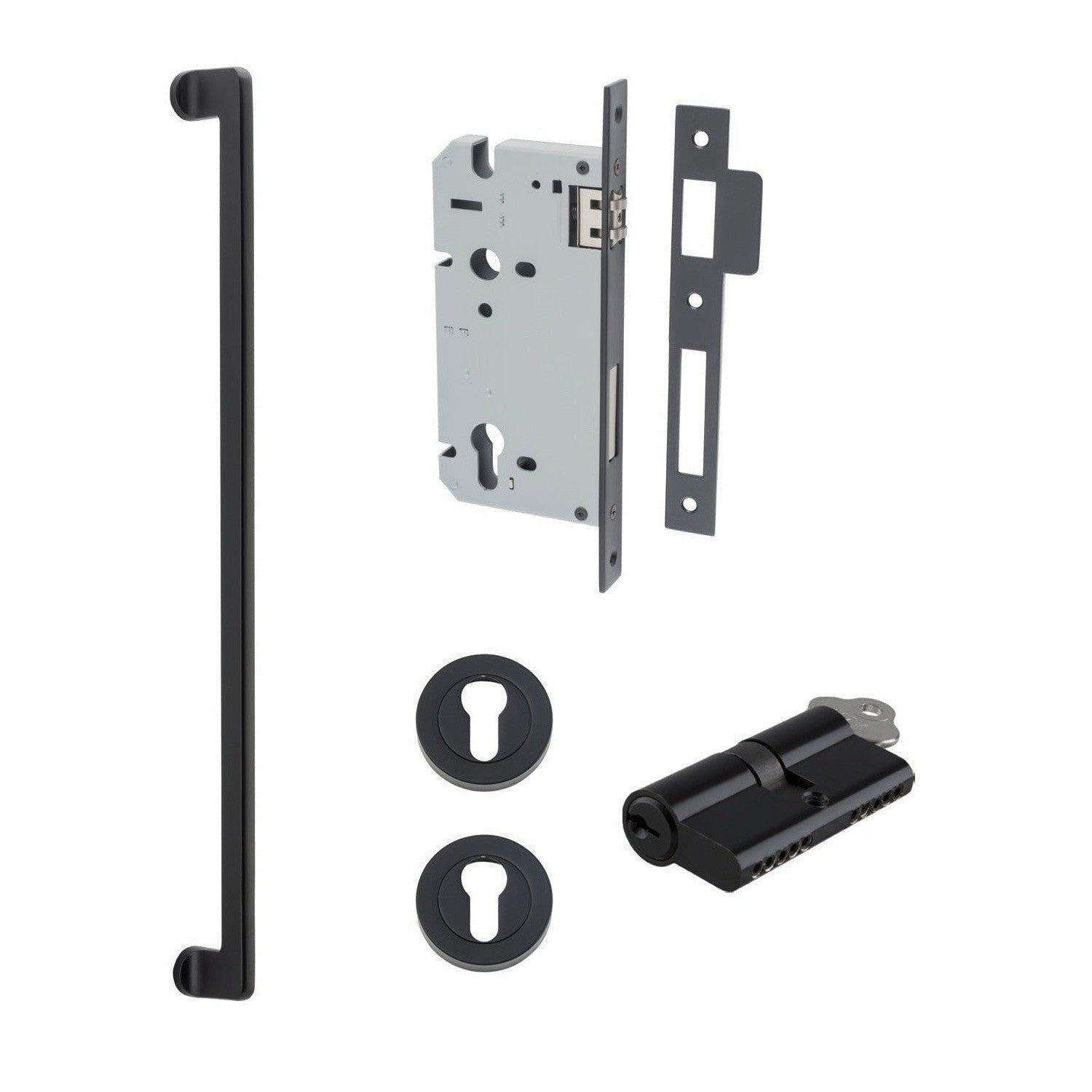 Iver Pull Handle Baltimore Key/Key Matt Black Entrance Kit