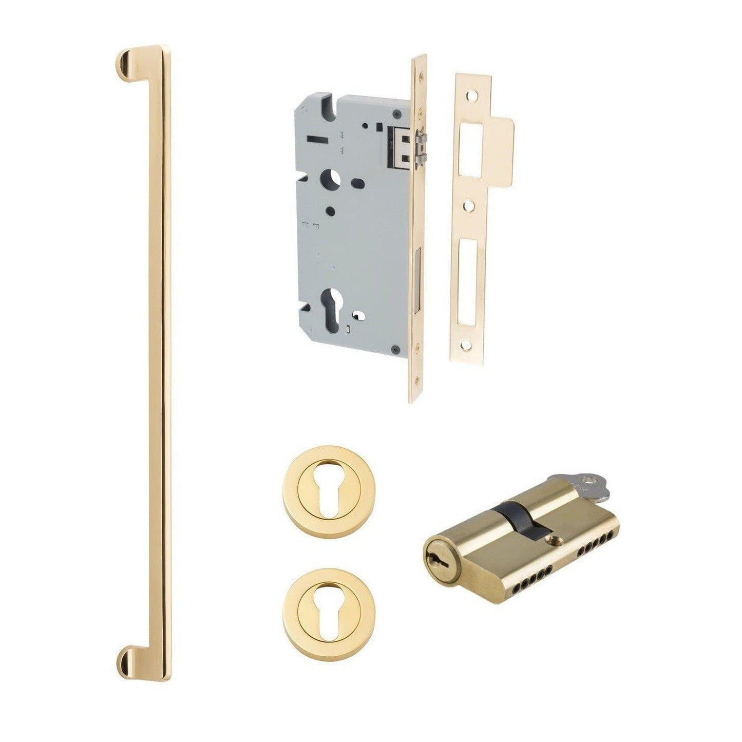 Iver Pull Handle Baltimore Key/Key Polished Brass Entrance Kit