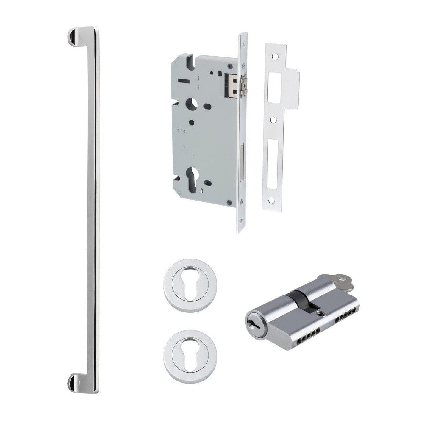 Iver Pull Handle Baltimore Key/Key Polished Chrome Entrance Kit