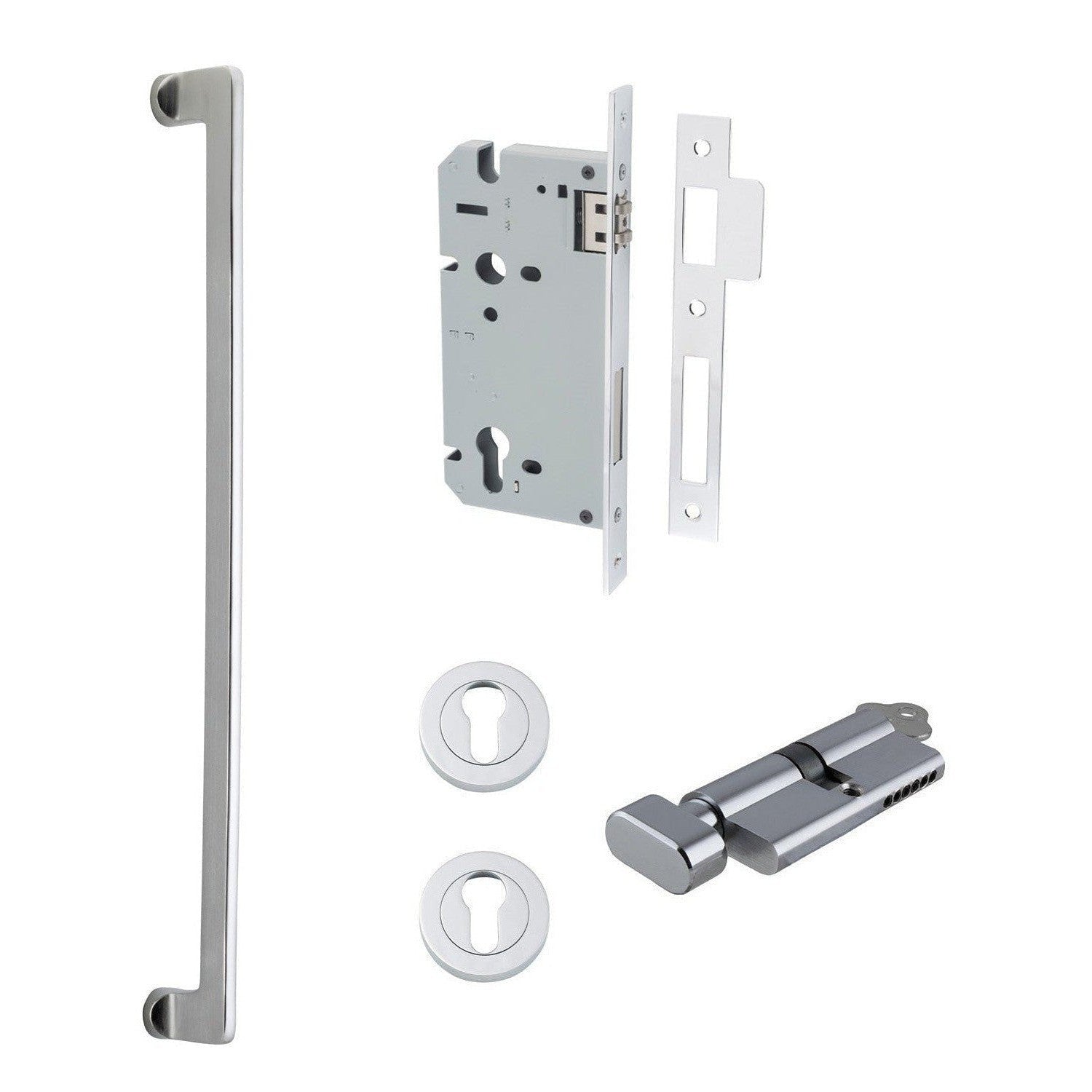 Iver Pull Handle Baltimore Key/Thumb Brushed Chrome Entrance Kit