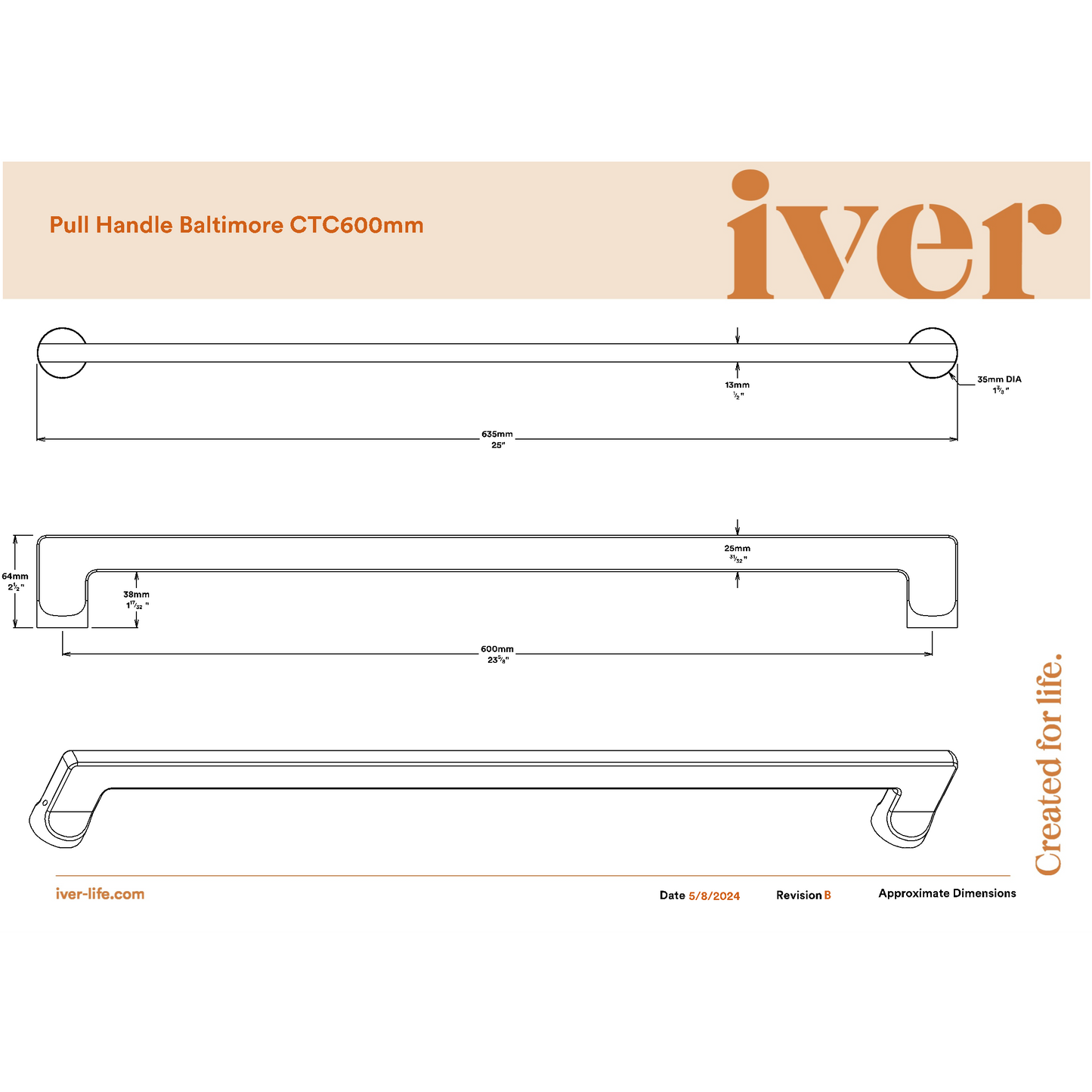 Iver Pull Handle Baltimore Key/Thumb Polished Chrome Entrance Kit