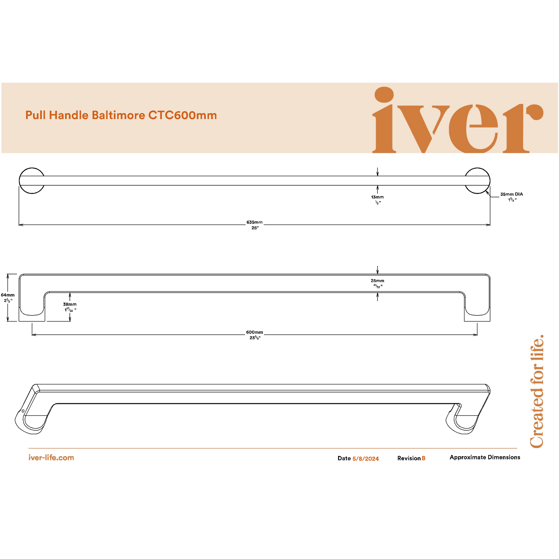 Iver Pull Handle Baltimore Key/Thumb Polished Chrome Entrance Kit