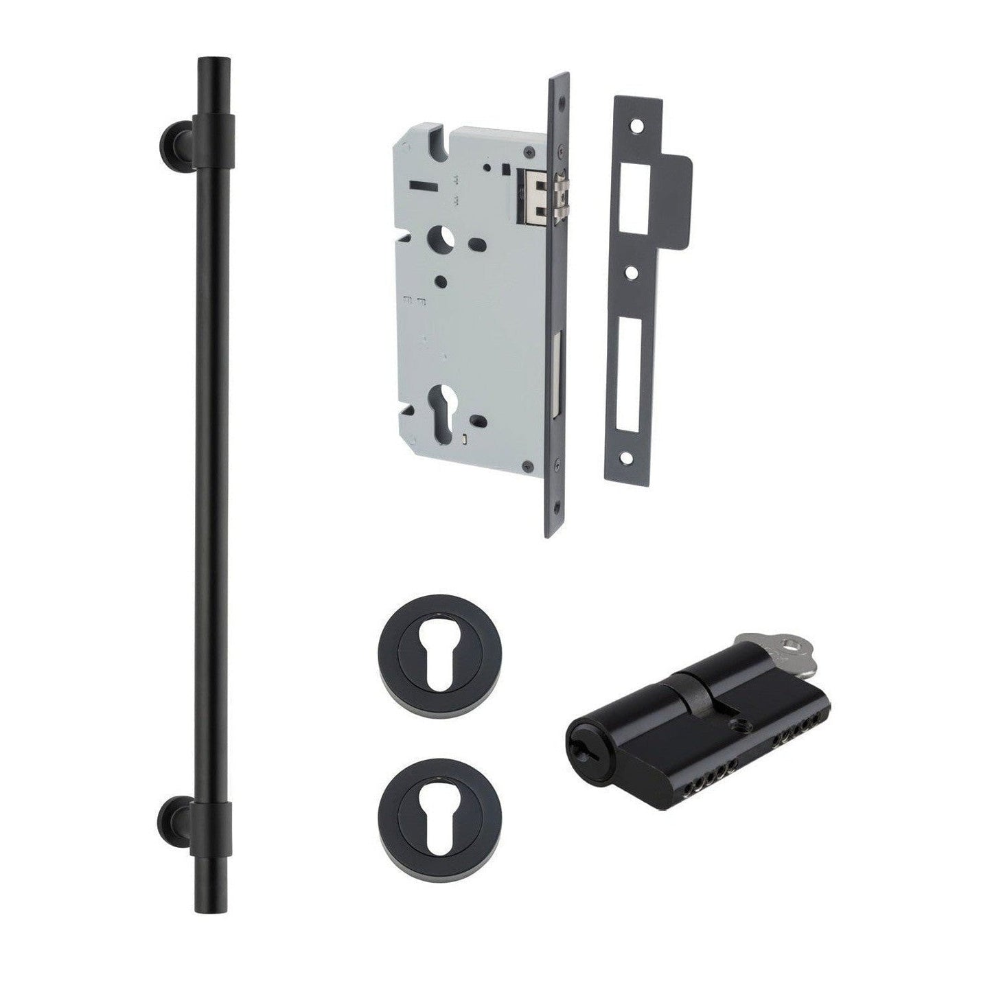 Iver Pull Handle Helsinki Key/Key Matt Black CTC450mm Entrance Kit