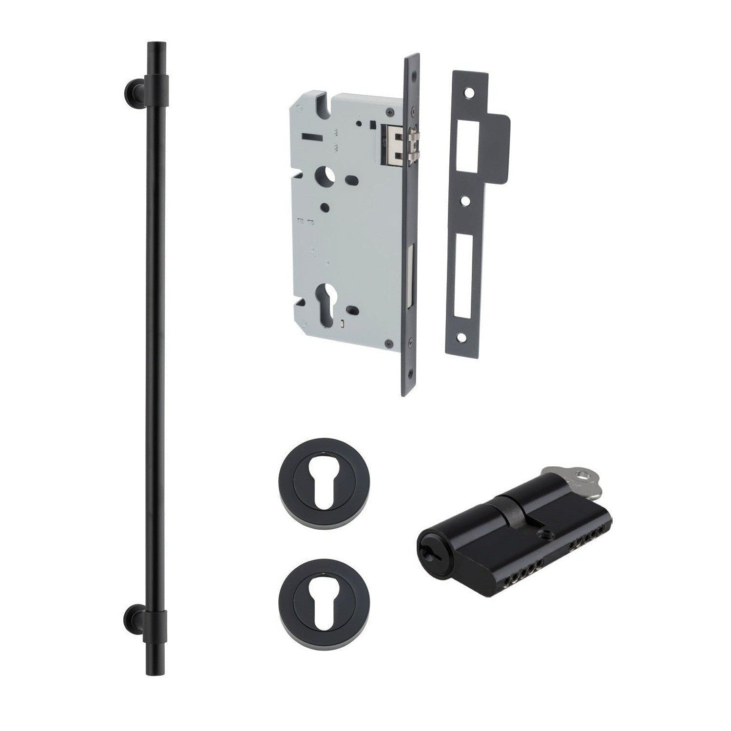 Iver Pull Handle Helsinki Key/Key Matt Black CTC600mm Entrance Kit