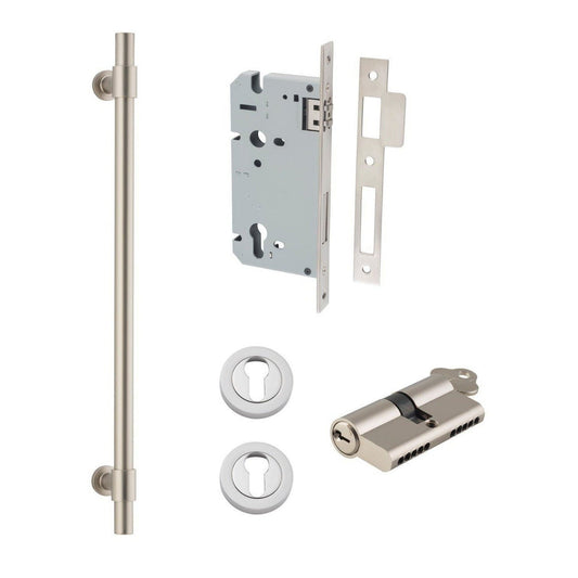 Iver Pull Handle Helsinki Key/Key Satin Nickel CTC450mm Entrance Kit