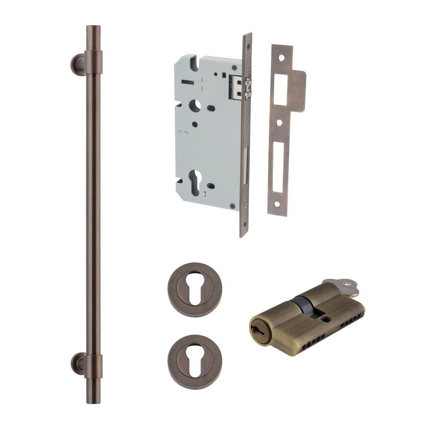 Iver Pull Handle Helsinki Key/Key Signature Brass CTC450mm Entrance Kit
