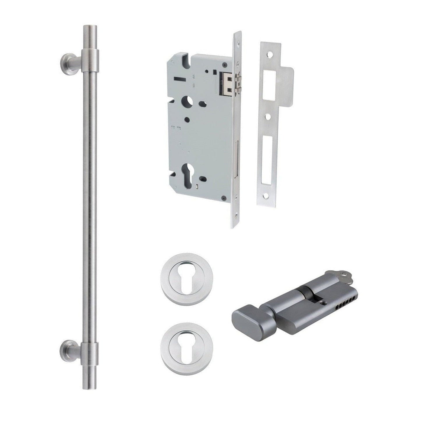 Iver Pull Handle Helsinki Key/Thumb Brushed Chrome CTC450mm Entrance Kit