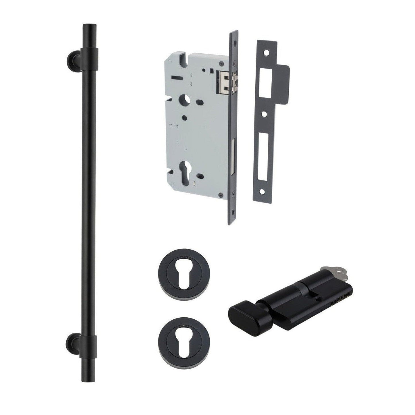 Iver Pull Handle Helsinki Key/Thumb Matt Black CTC450mm Entrance Kit