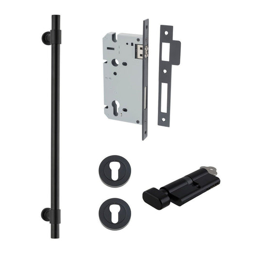 Iver Pull Handle Helsinki Key/Thumb Matt Black CTC450mm Entrance Kit