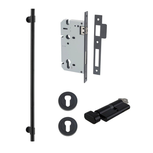 Iver Pull Handle Helsinki Key/Thumb Matt Black CTC600mm Entrance Kit