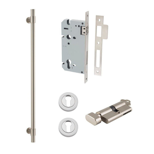 Iver Pull Handle Helsinki Key/Thumb Satin Nickel CTC600mm Entrance Kit