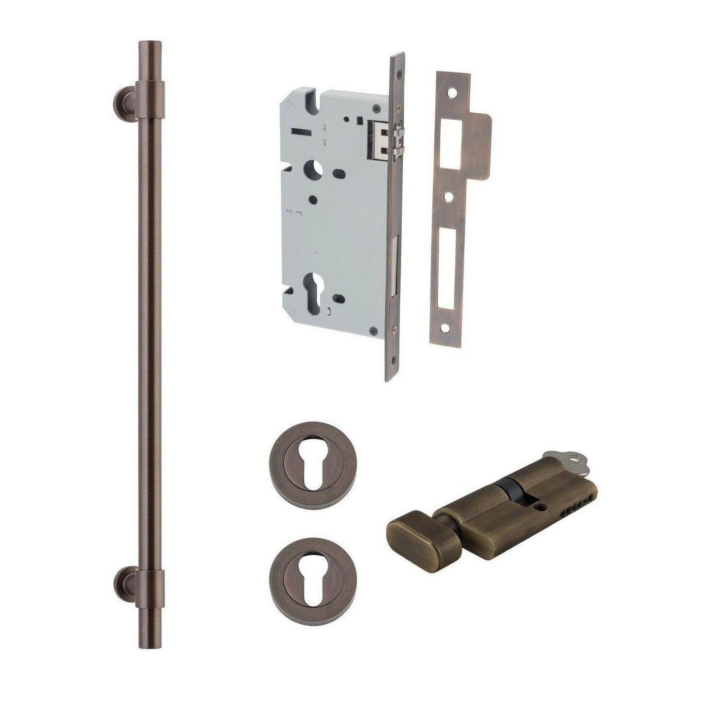 Iver Pull Handle Helsinki Key/Thumb Signature Brass CTC450mm Entrance Kit