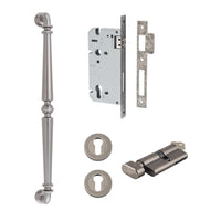 Iver Pull Handle Sarlat Key/Thumb Distressed Nickel L485mm Entrance Kit