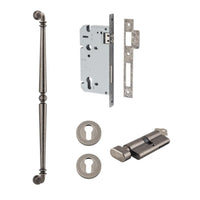 Iver Pull Handle Sarlat Key/Thumb Distressed Nickel L635mm Entrance Kit