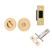 Iver Round Sliding Door Pull Privacy Kit with Inbuilt Privacy Turn Brushed Brass