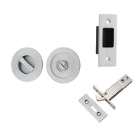 Iver Round Sliding Door Pull Privacy Kit with Inbuilt Privacy Turn Brushed Chrome