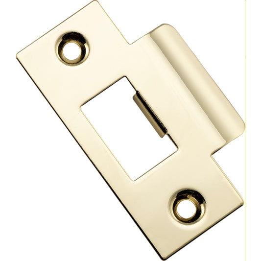 Iver Tube Latch Striker Universal 'T' To Suit Metal Door Frame Polished Brass W42xH70mm