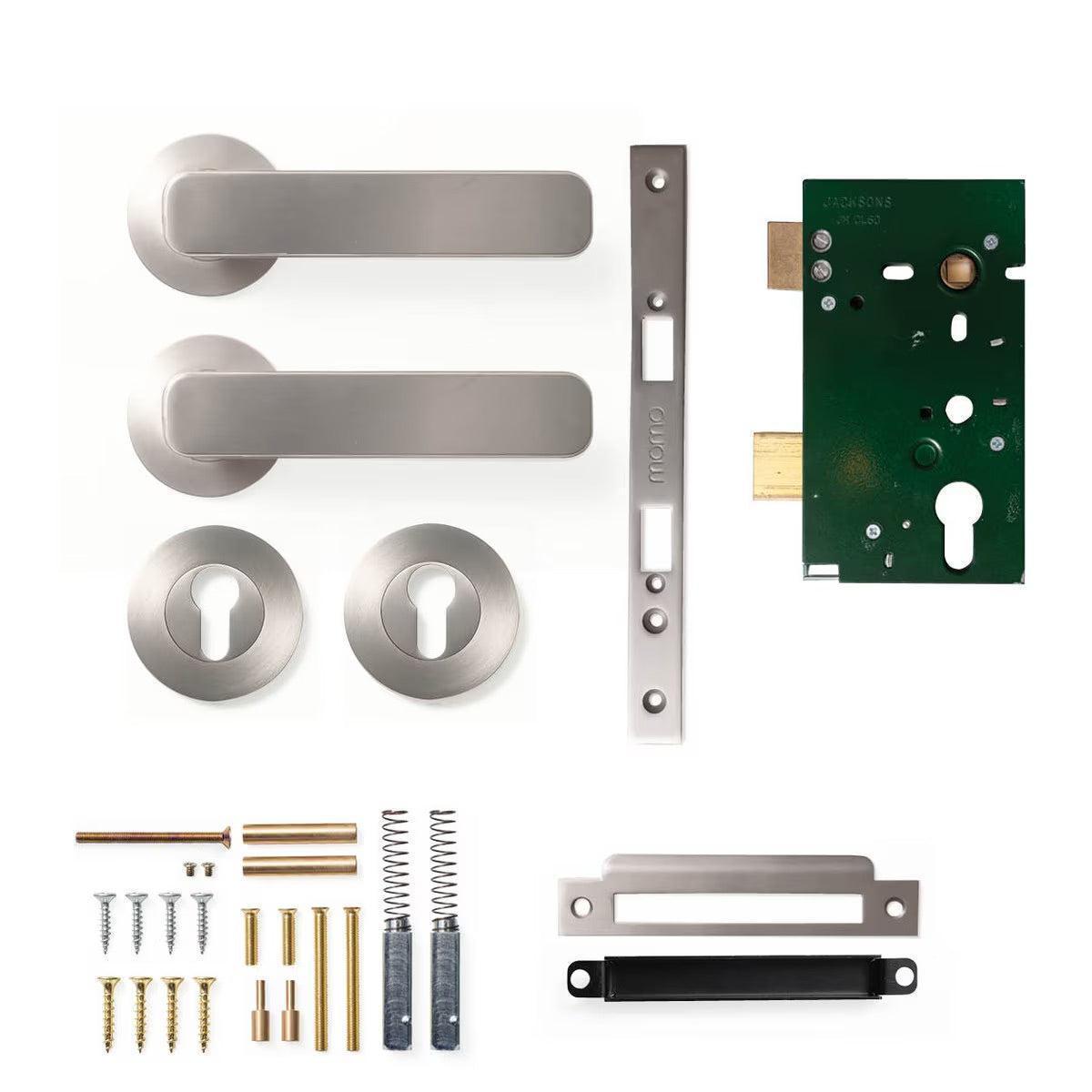 Momo Aspen Door Handle Entrance Set Dull Brushed Nickel