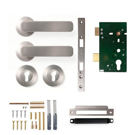 Momo Aspen Door Handle Entrance Set Dull Brushed Nickel