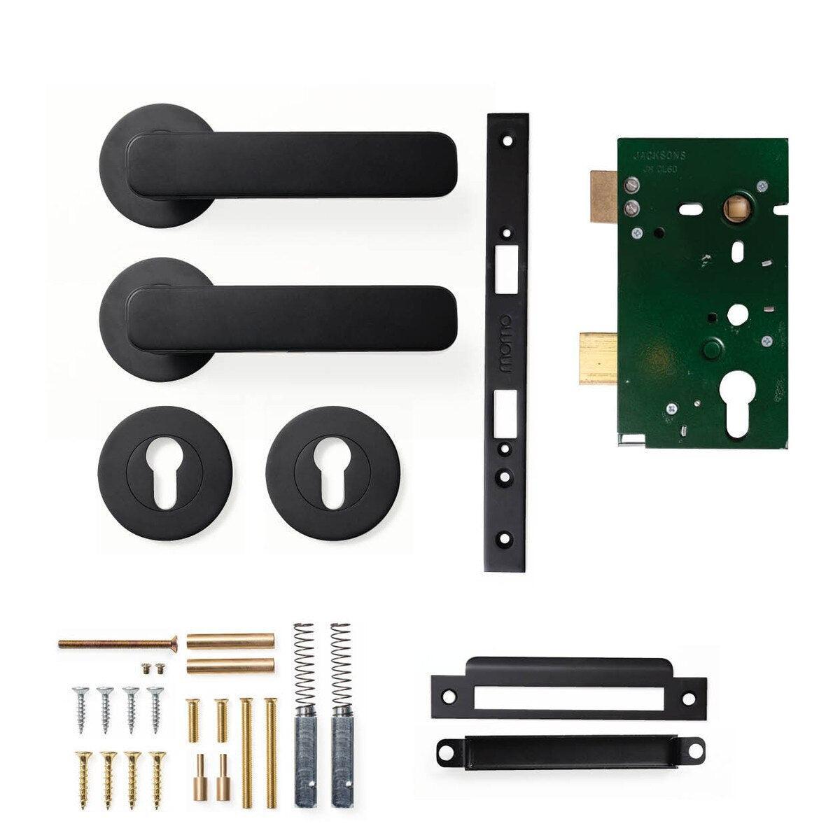 Momo Aspen Door Handle Entrance Set Matt Black