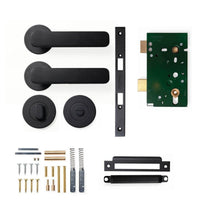 Momo Aspen Door Handle Mortice Lock Privacy Set Matt Black