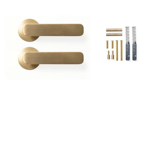 Momo Aspen Door Handle Set Brushed Satin Brass