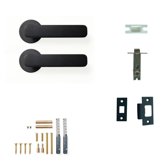 Momo Aspen Door Handle Tubular Latch Passage Set Matt Black