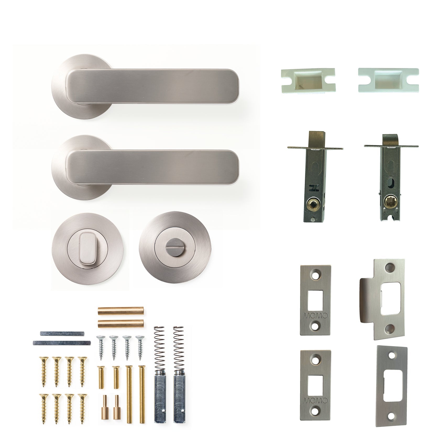 Momo Aspen Door Handle Tubular Latch Privacy Set Dull Brushed Nickel