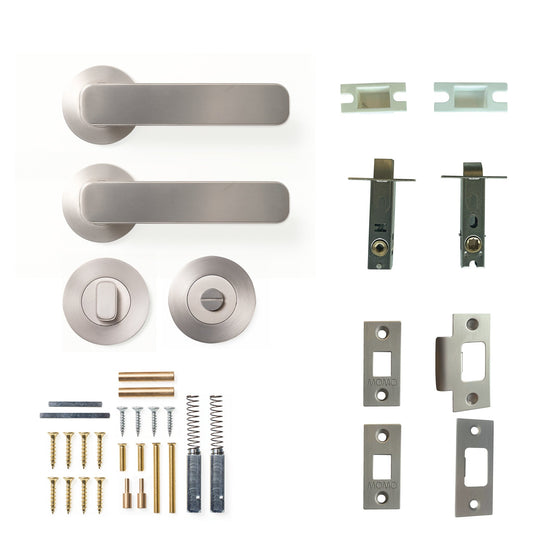 Momo Aspen Door Handle Tubular Latch Privacy Set Dull Brushed Nickel
