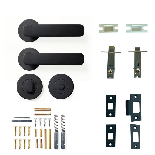 Momo Aspen Door Handle Tubular Latch Privacy Set Matt Black