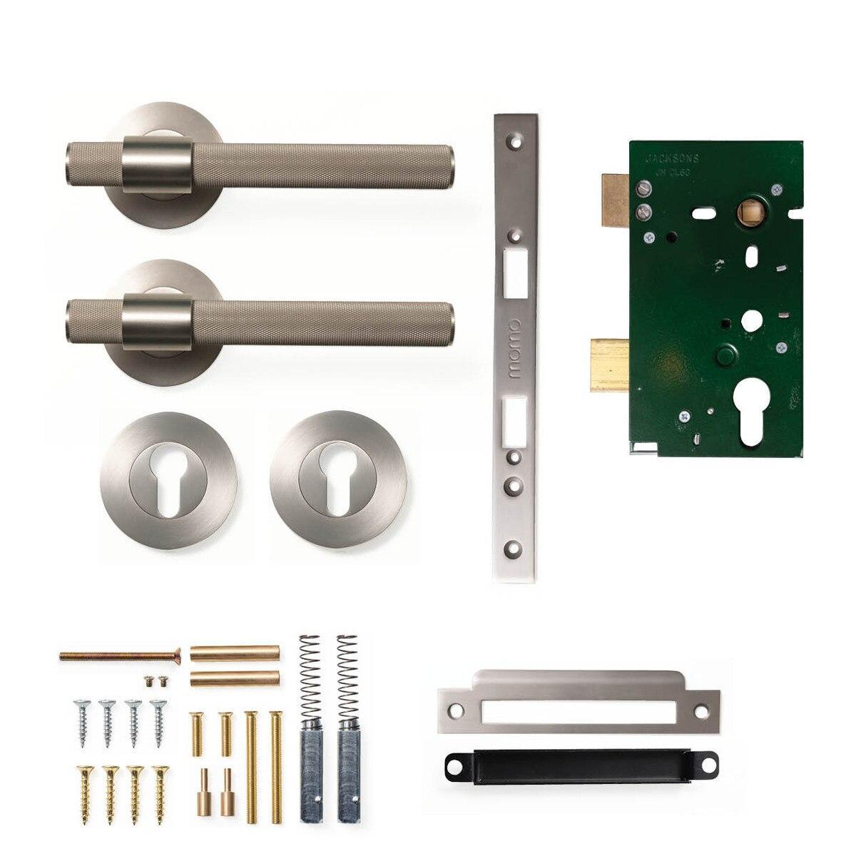 Momo Belgravia Door Handle Entrance Set Dull Brushed Nickel