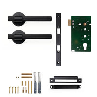 Momo Belgravia Door Handle Mortice Lock Passage Set Matt Black