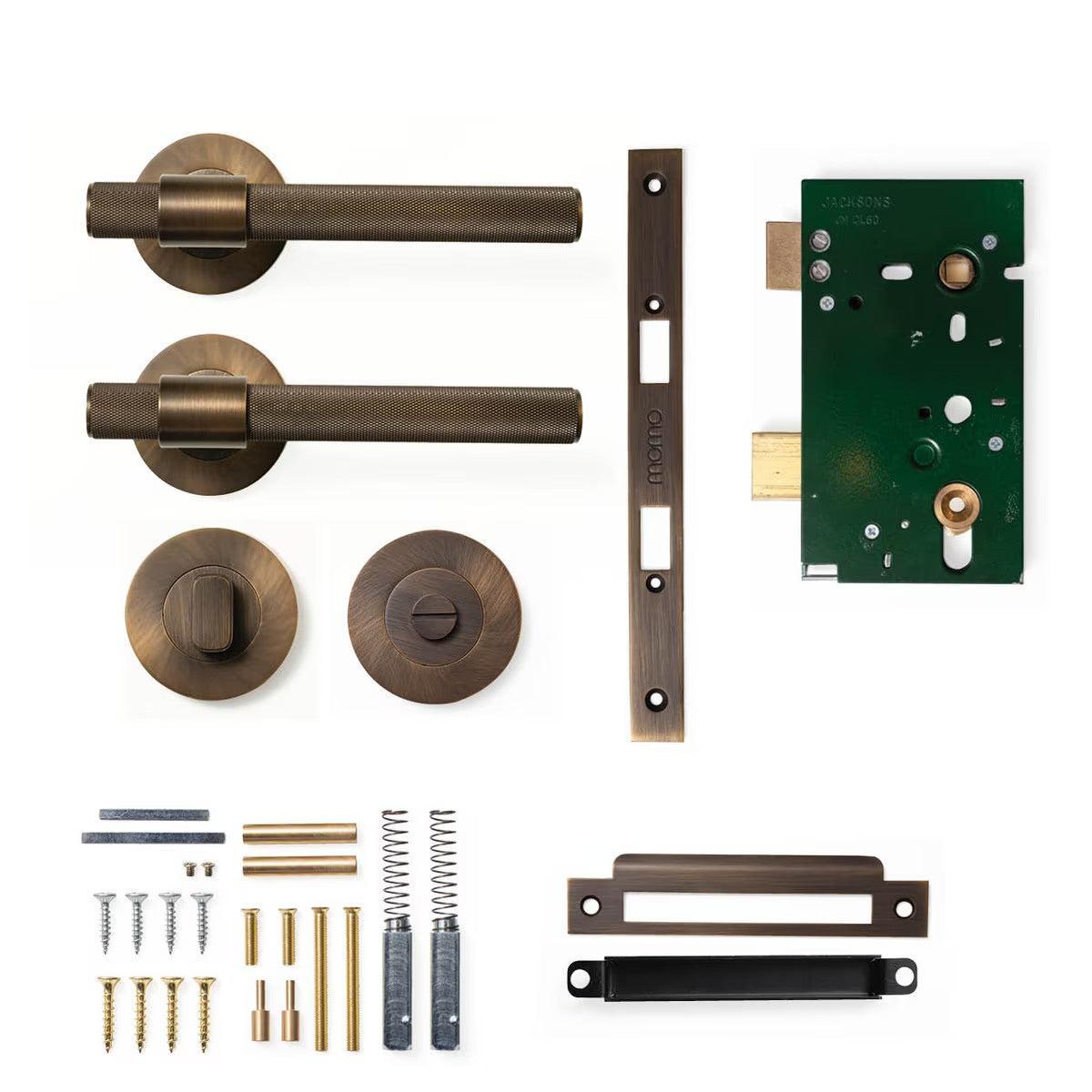 Momo Belgravia Door Handle Mortice Lock Privacy Set Bronze