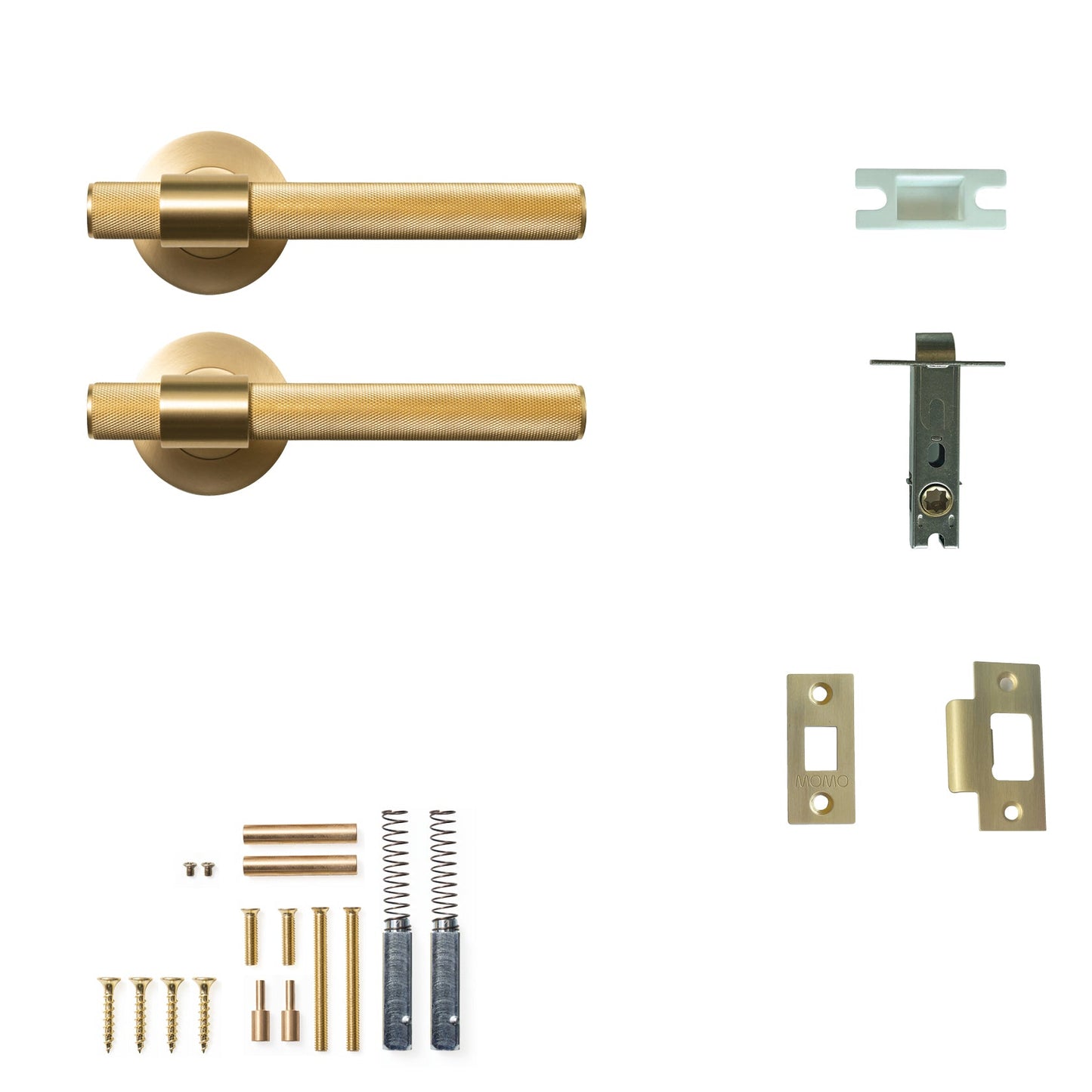 Momo Belgravia Door Handle Tubular Latch Passage Set Brushed Satin Brass