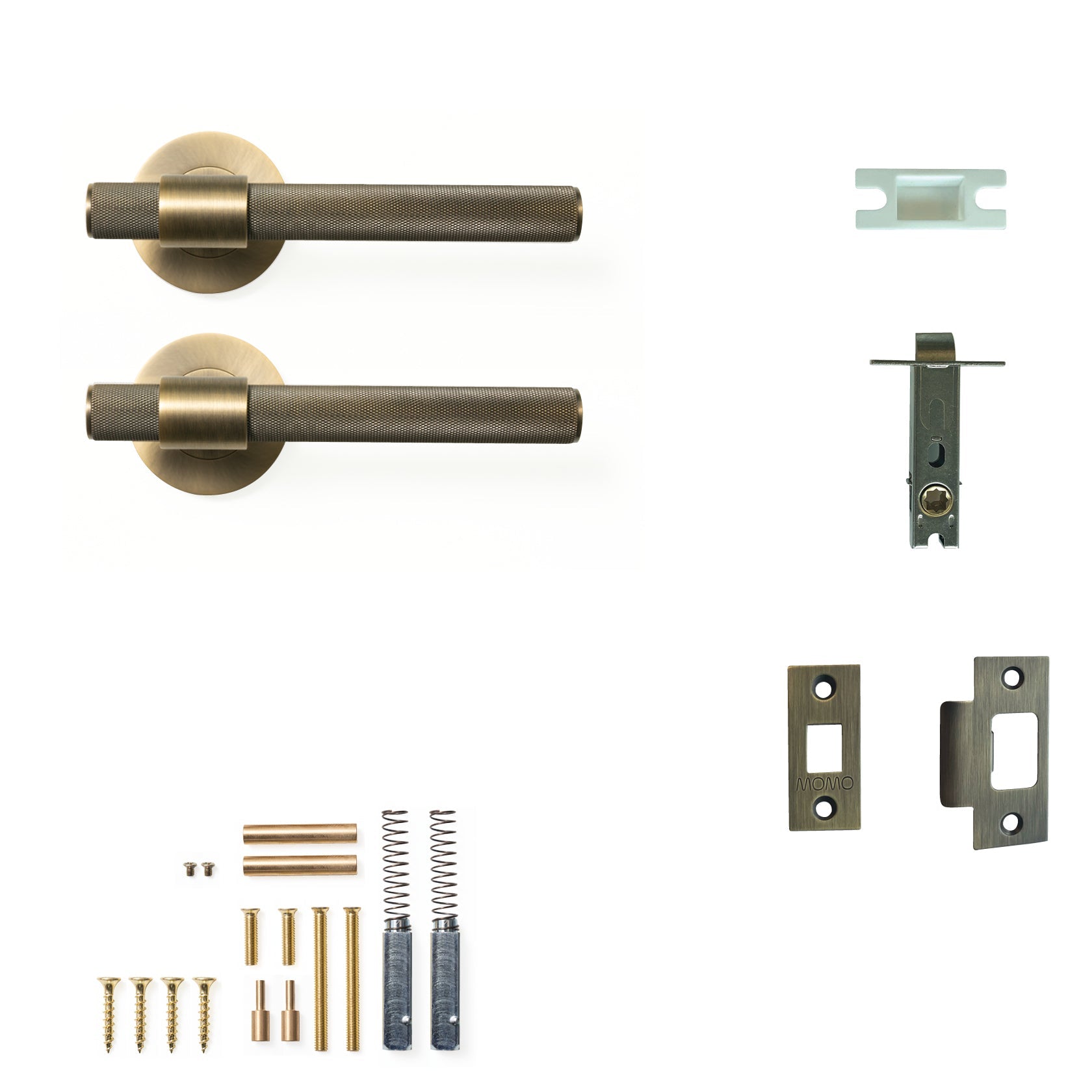 Momo Belgravia Door Handle Tubular Latch Passage Set Dark Brushed Brass