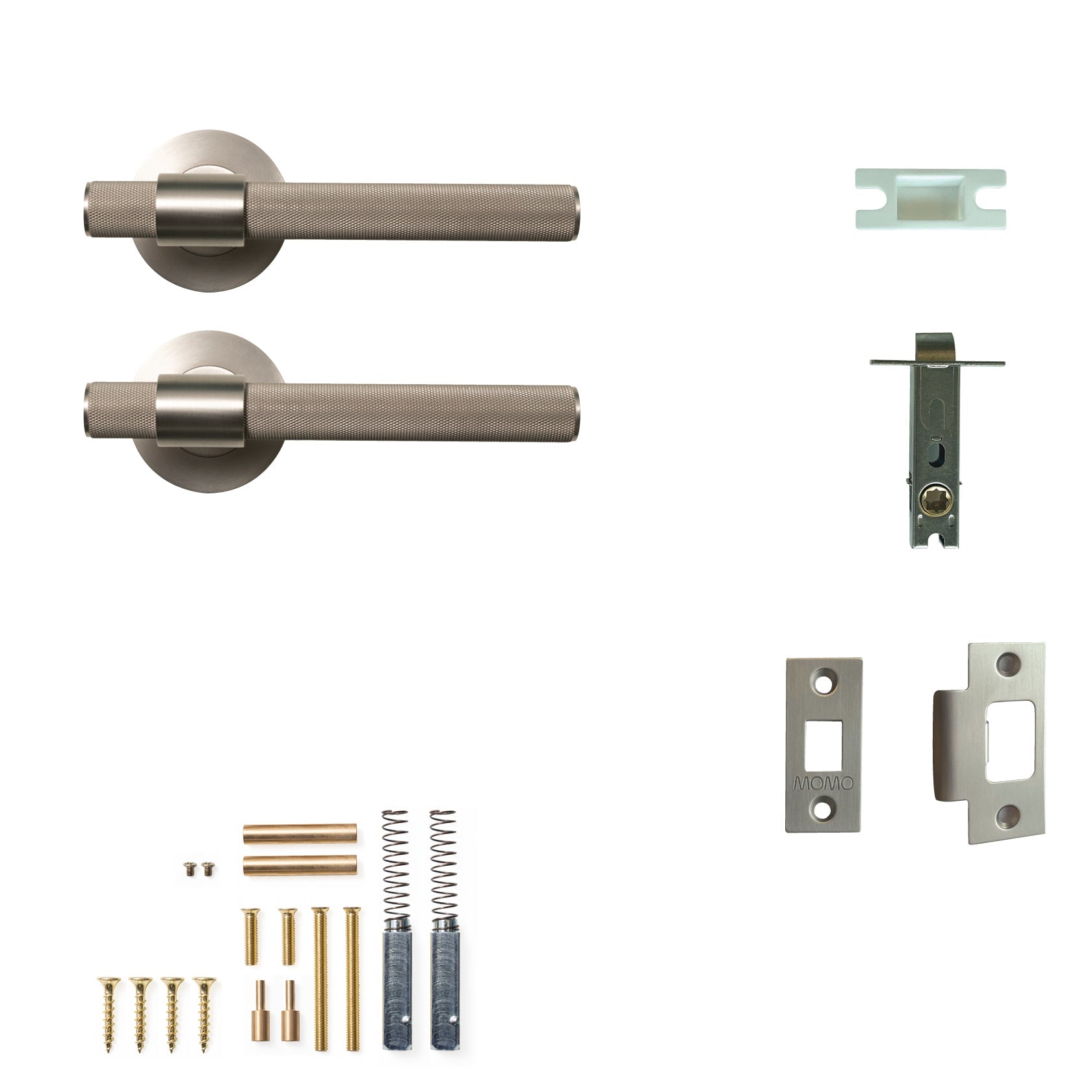 Momo Belgravia Door Handle Tubular Latch Passage Set Dull Brushed Nickel
