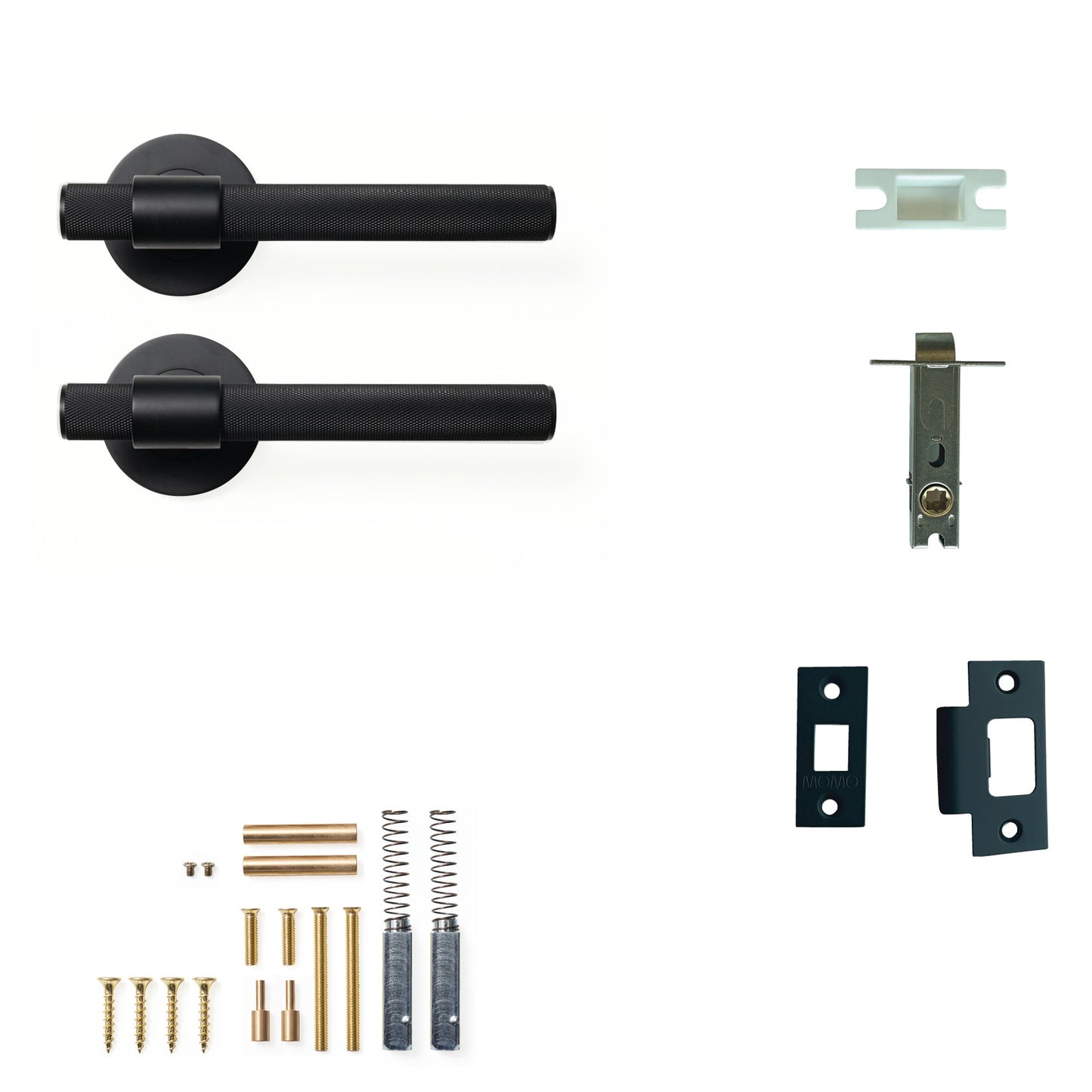 Momo Belgravia Door Handle Tubular Latch Passage Set Matt Black