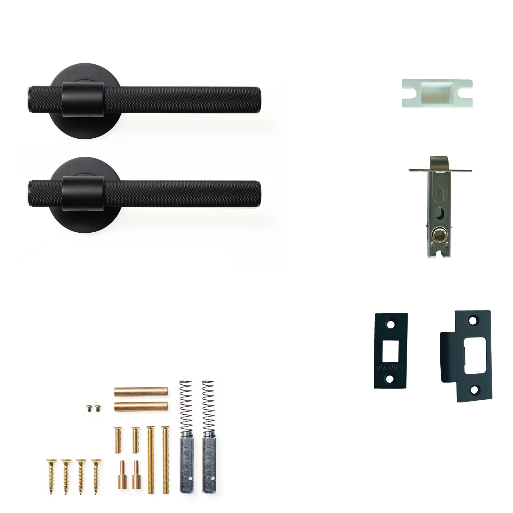 Momo Belgravia Door Handle Tubular Latch Passage Set Matt Black