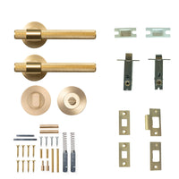 Momo Belgravia Door Handle Tubular Latch Privacy Set Brushed Satin Brass