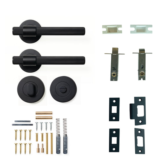Momo Belgravia Door Handle Tubular Latch Privacy Set Matt Black