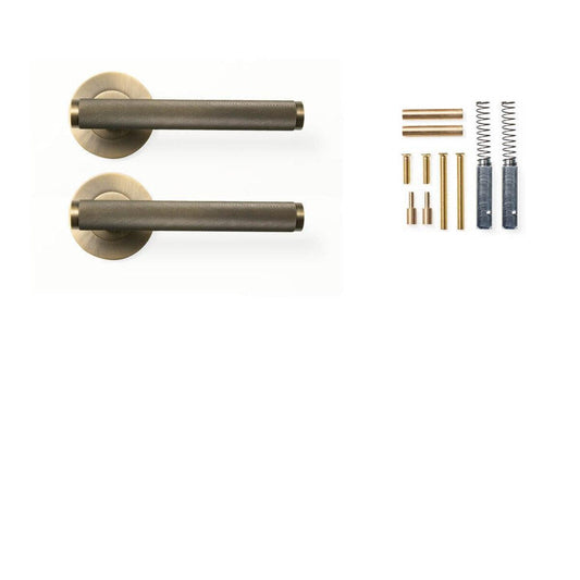 Momo Bellevue Knurled Door Handle Set Dark Brushed Brass