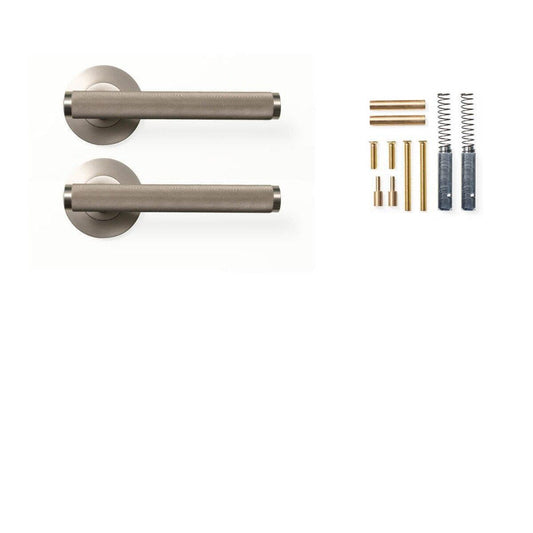 Momo Bellevue Knurled Door Handle Set Dull Brushed Nickel