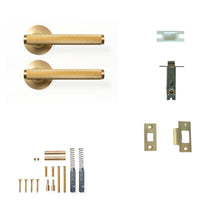 Momo Bellevue Knurled Door Handle Tubular Latch Passage Set Brushed Satin Brass