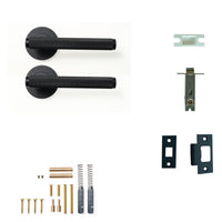 Momo Bellevue Knurled Door Handle Tubular Latch Passage Set Matt Black