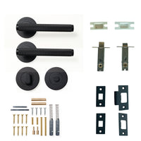 Momo Bellevue Knurled Door Handle Tubular Latch Privacy Set Matt Black