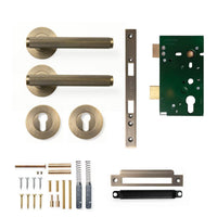 Momo Bellevue Lined Door Handle Entrance Set Dark Brushed Brass